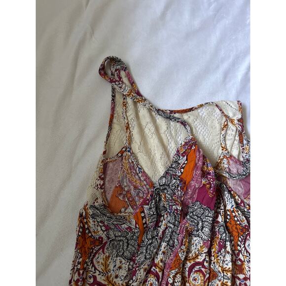 Free People Medium Count Me In Trapeze Mini Dress Tunic Top Floral Paisley Pink - Picture 4 of 6